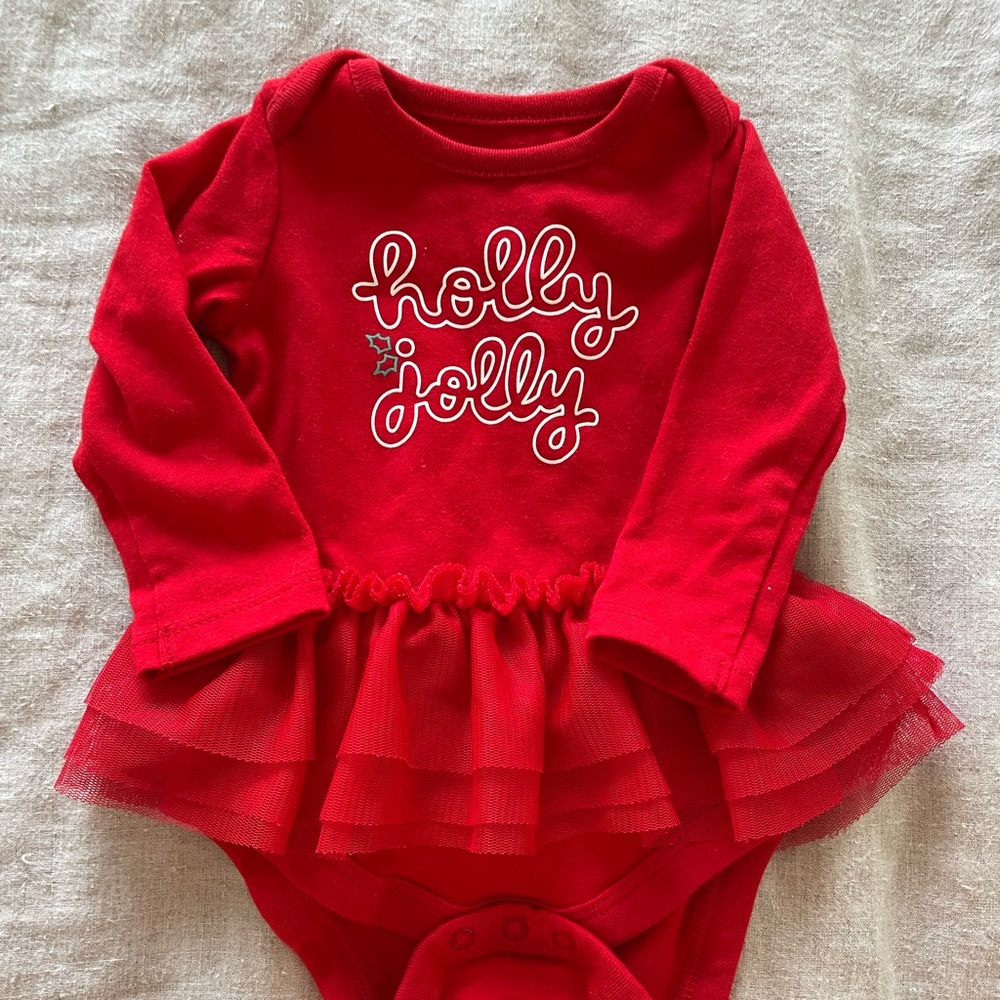 Holly Jolly newborn red onesie. New without tags